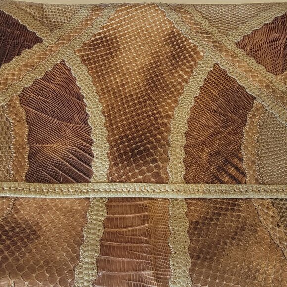 Vintage 80s CARLOS FALCHI Exotic Snakeskin Lizard Patchwork Envelope Clutch USA - Picture 5 of 8